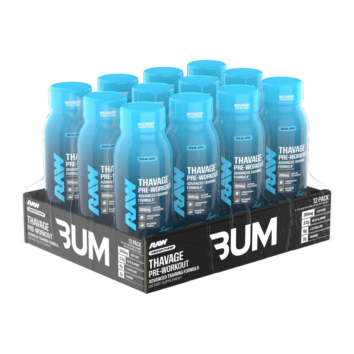 Sam Sulek x RAW Winterberry Thavage RTD Pre-Workout, 12-pack