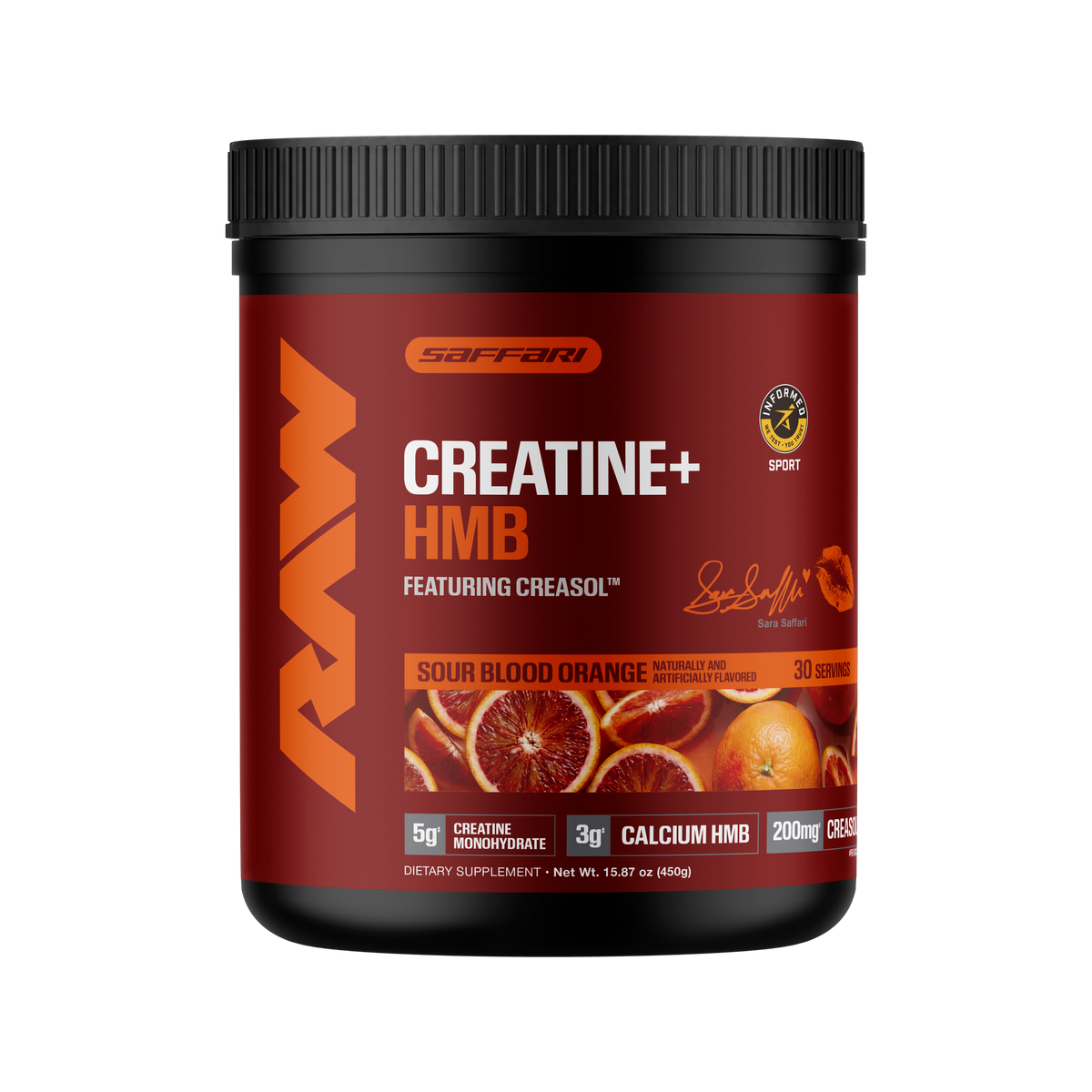 Sara Saffari x RAW Sour Blood Orange Creatine + HMB, 30 servings