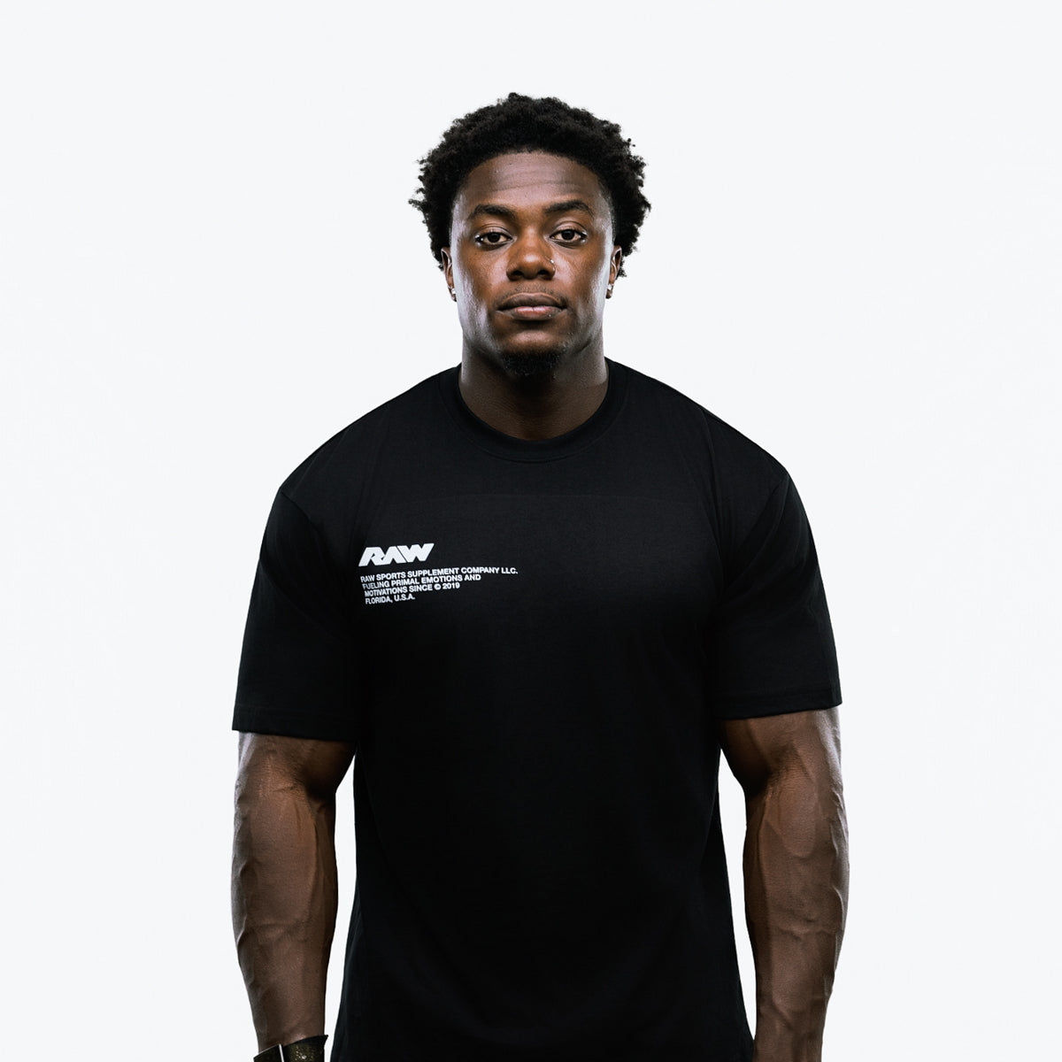 RAW Core Vertical T-Shirt, black and light grey, on model, front (men's)