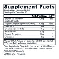 RAW Winterberry Essential Performance Pre-Workout Supplement Facts panel