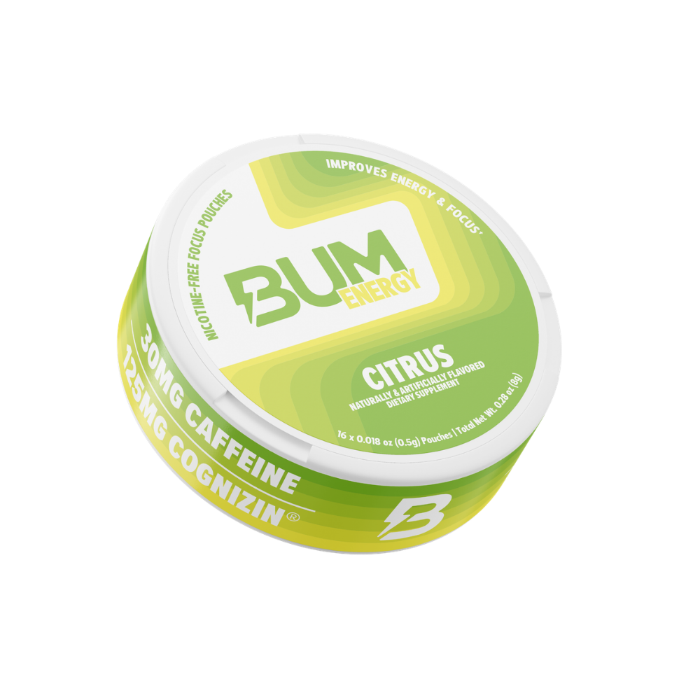 Bum Energy Citrus pouches container on a white background