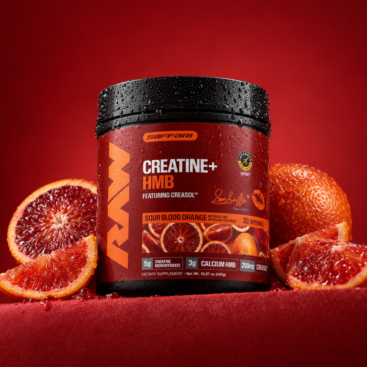 Sara Saffari x RAW Sour Blood Orange Creatine + HMB, 30 servings