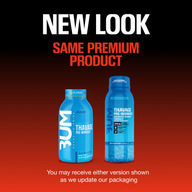 New look, same product: BUM Thavage Ready-to-Drink Pre-Workout Blue Raspberry, old and new bottles. You may receive either.