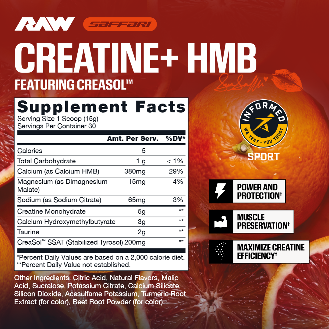 Sara Saffari x RAW Sour Blood Orange Creatine + HMB, 30 servings