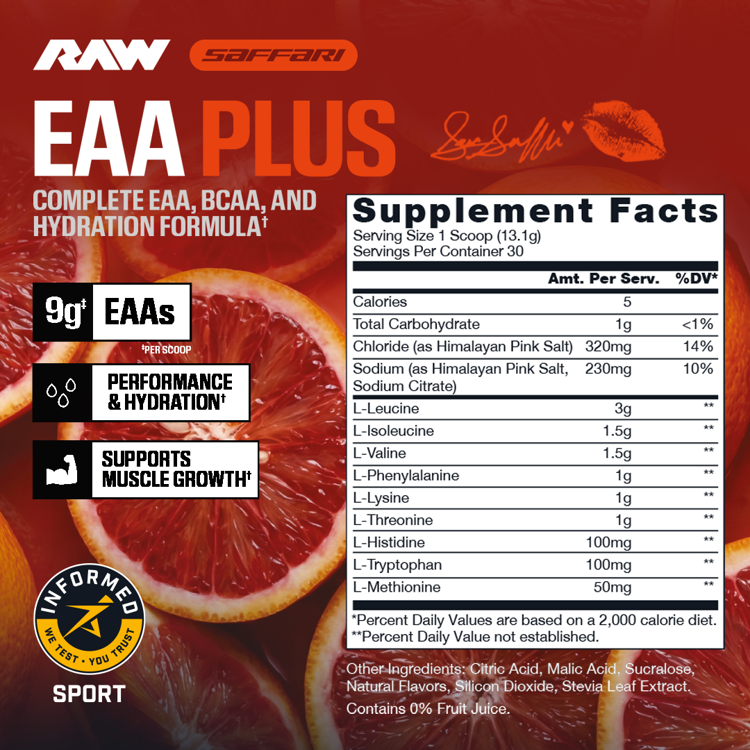 Sara Saffari x RAW Sour Blood Orange EAA Plus, 30 servings