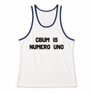 Black and white stringer with CBUM is Numero Uno on the front