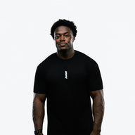 RAW Core Borderline Obsessed T-Shirt, black and light grey, on model, front (men's)