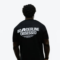 RAW Core Borderline Obsessed T-Shirt, black and light grey, on model, back (men's)