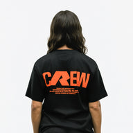 RAW Core Crew T-Shirt, black and orange, on model, back (women's)