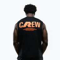 RAW Core Crew Tank, black and orange, on model, back (men's)