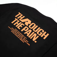 RAW Core Through The Pain T-Shirt, black and orange, back graphic detail