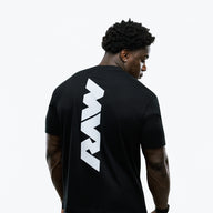 RAW Core Vertical T-Shirt, black and light grey, on model, back (men's)